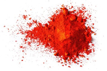 Sticker - A pile of bright red powder sits atop a clean white surface, possibly used for art or scientific purposes