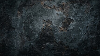 Wall Mural - Abstract Black Stone Wall Texture: Rugged and Industrial Background - Geological and Design Themes