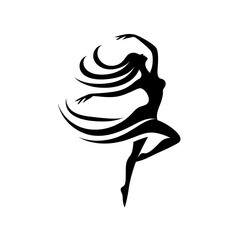 Wall Mural - Minimalist woman silhouette logo on white background