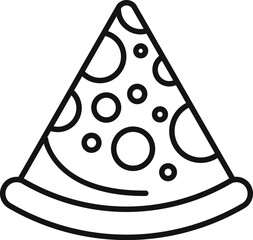 Poster - Simple black and white illustration of a slice of pepperoni pizza, perfect for representing italian cuisine