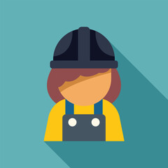 Poster - Flat design illustration of a female construction worker wearing a hard hat and overalls