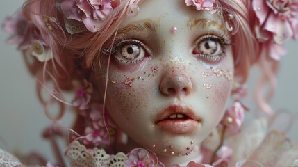 Pink Doll with Magical Facial Features