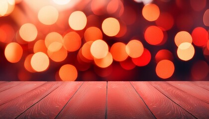 Sticker - this abstract image features captivating red bokeh lights blurred over a dark red background