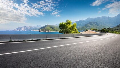 Wall Mural - asphalt highway road and beautiful coastline landscape under blue sky