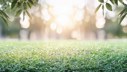 Canvas Print - natural grass background with blurred bokeh and sun