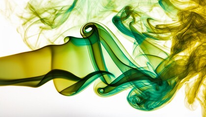 Poster - abstract background with dynamic smoky waves in vibrant teal on a solid white background