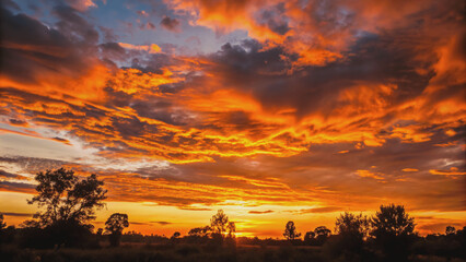 Wall Mural - beautiful colorful sunset sky, landscape background