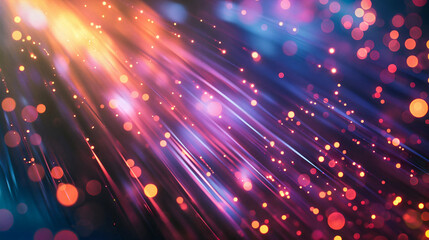 Blurred fiber optics strings in abstract background