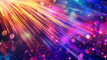Blurred fiber optics strings in abstract background