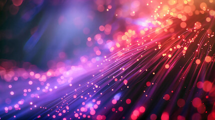 Blurred fiber optics strings in abstract background
