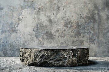 A concrete floor with a stone table sitting on top, suitable for industrial or modern interior design