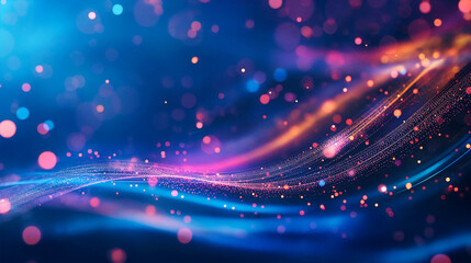 Blurred fiber optics strings in abstract background
