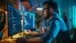 © Ace64 Studio - Developing programmer development website design and coding technologies working in software company office.