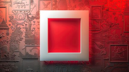 Wall Mural - White Frame Against Embossed Red Wall