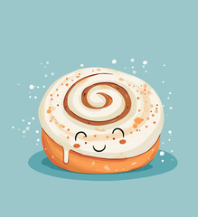 Sticker - Cute Cartoon Cinnamon Roll Food Character