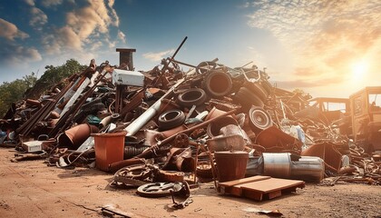 trash and scrap pile in a junk yard