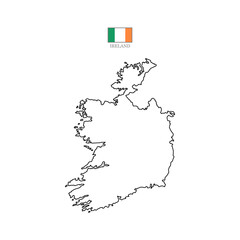 Wall Mural - ireland contour vector map with flag in color. Background map eps 10 Vector illustration Europe