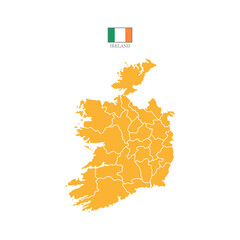 Wall Mural - Silhouette and colored (orange) ireland map vector illustration map Europe