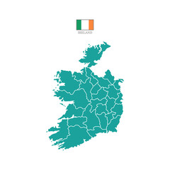 Wall Mural - Silhouette and colored (turquoise) ireland map vector illustration map Europe