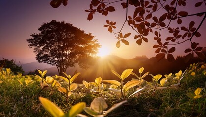 world environment day concept abstract blurred yellow nature sunrise background