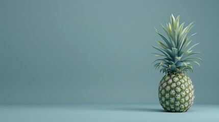 Wall Mural - Pineapple displayed on a rustic kitchen table.