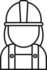 Poster - Line drawing of a female construction worker wearing a hard hat and overalls, representing women in construction