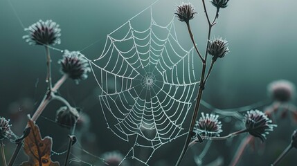 spider web on a dried flower