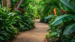 © Hafiz - Lush tropical garden path leading to distant destination, nature walk photography, with copy space