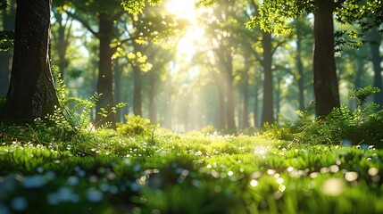 Wall Mural - Sunlight Filtering Through Forest Canopy