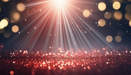 Wall Mural - red sparkle rays glitter lights with bokeh elegant lens flare abstract background dust sparks background