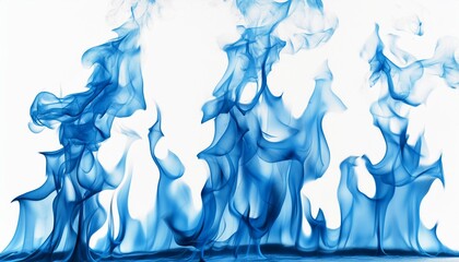 Wall Mural - blue flames isolated on white background