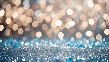 Wall Mural - photo of vintage glitter lights background silver and blue out of focus