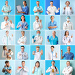 © Pixel-Shot - Collage of many doctors on color background