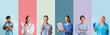 © Pixel-Shot - Set of many doctors on color background