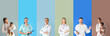 © Pixel-Shot - Set of many doctors on color background