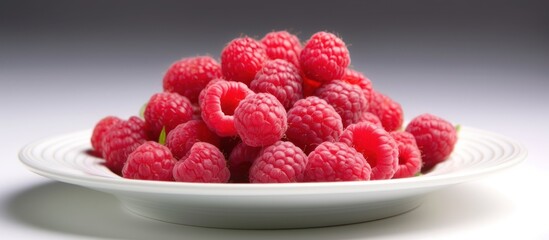 Wall Mural - Fresh Raspberries in a White Bowl