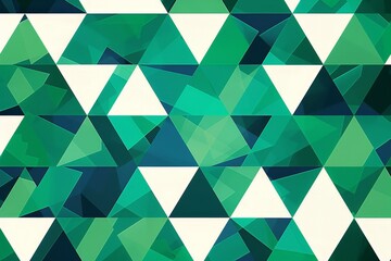 Wall Mural - Geometric Pattern Design Element: A vibrant blend of green and blue triangles creates a visually captivating abstract pattern.