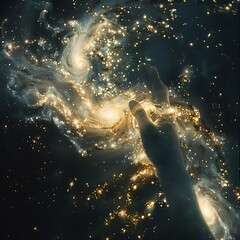 Wall Mural - focus the bright and energetic nucleus of a galaxy where a supermassive black hole lurks at the cent