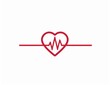 © AI Story - Simple vector logo of ECG line going through a heart, red on white background, minimalist design