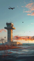 Wall Mural - Airport watchtower 