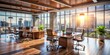 © Man888 - Blurred contemporary workplace interior with sleek desks, leather chairs, and floor-to-ceiling windows, perfect for corporate, business, or entrepreneurial concept visuals.