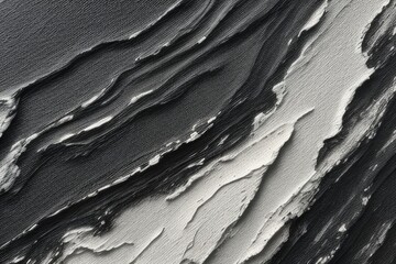 Wall Mural - Close-up impasto painting black and white abstract texture