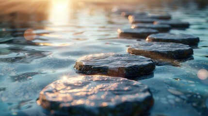 Stepping Stones in Tranquil Water.