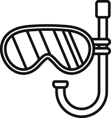 Sticker - Simple line art illustration of a diving mask and snorkel, essential gear for exploring the underwater world