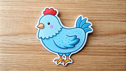 A cute blue sticker of a chicken design for fun and whimsical decoration , chicken, sticker, blue, design, cute, fun, whimsical