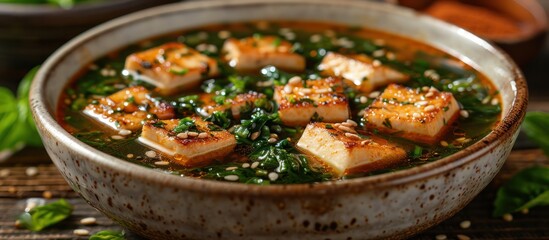 Poster - Tofu and Spinach Soup with Sesame Seeds