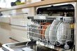 © Master old - Dishwasher in modern kitchen. Washing dishes stock photo Dishwasher, Kitchen, Open, Door, Appliance