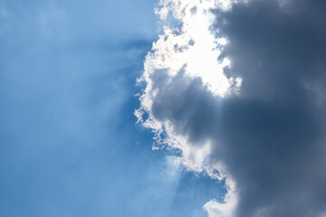 Dramatic heavy cloud sky, puffy clouds, Amazing picture of heaven light of nature