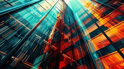 Wall Mural - Glowing building stock photo People, Abstract, City, Technology, Modern 