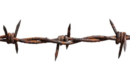 A rusty barbed wire with a few sharp points. Generate AI image